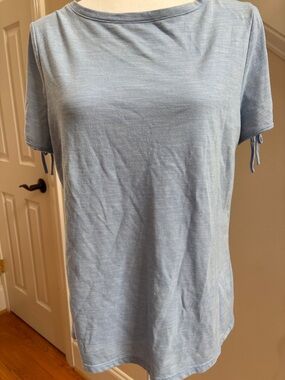 Talbots Light Blue Short Sleeve Tie-Sleeve Tee